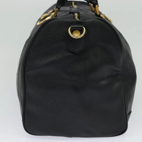 VERSACE Sunface Boston Bag Leather 2way Black Gold Auth ki5390V - Picture 5 of 16